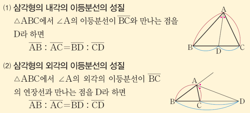 "각의 이등분선 정리"의 교과서 증명은 왜 전부 똑같을까? (feat.유클리드, 평행선 닮음, 내각의 이등분선 정리의 여러가지 증명) — 그림 1