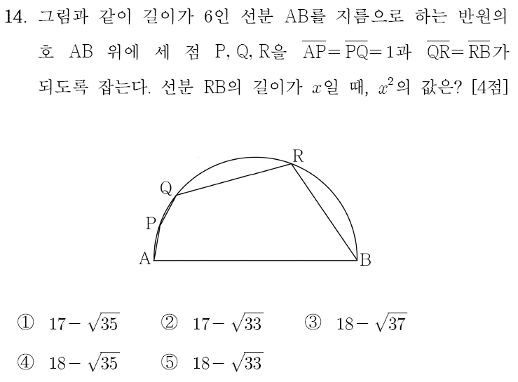 알티수학 쌤 보조선 #9 - 중학교 기하로 풀어보는 경찰대 수학 14번 기출 2026학년도 (2025시행) — 그림 1