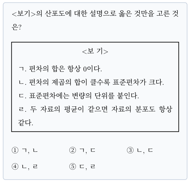 자칫하면 낚이는 산포도 표준편차 문제, 중3-2 내신 기말 (feat. 2025 대청중, 분산) — 그림 1
